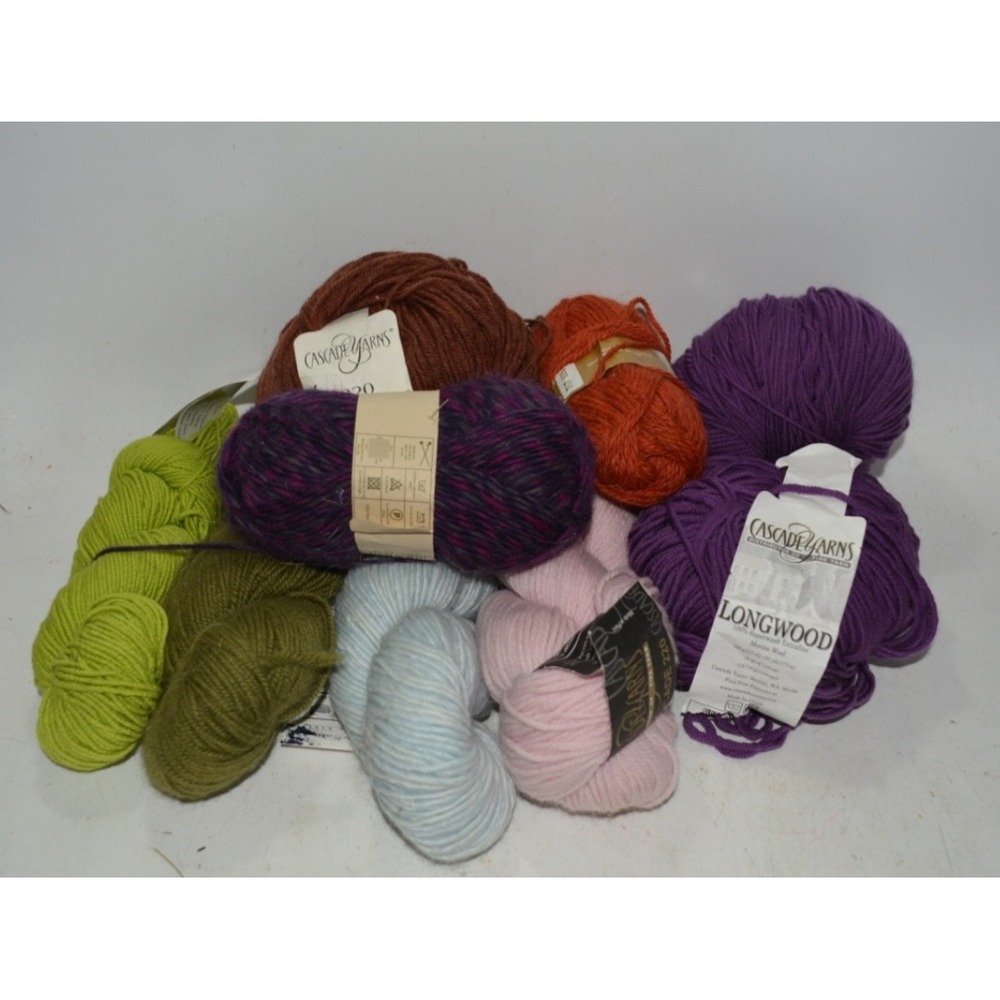 Lot of 9 Mixed Yarn – Mostly Wool – New – Some Unraveled – Multi‑Brand Bulk